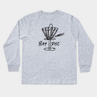 Play DIsc Sketch Simple Disc Golf Lover Original Kids Long Sleeve T-Shirt